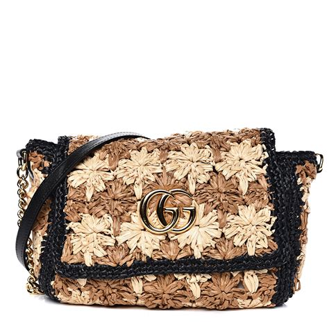 gucci's gg marmont raffia bags in beige and black|gucci marmont leather backpack.